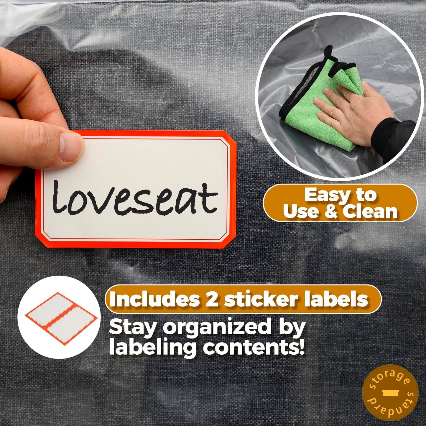 Plastic Furniture Covers for Moving - Heavy-Duty Loveseat Cover for Love Seat, Bench and Large Items, Clear Bags for Renovation, Wrap or Storage - Extra Large Bag Open Size 68 x 42 x 62 Inch