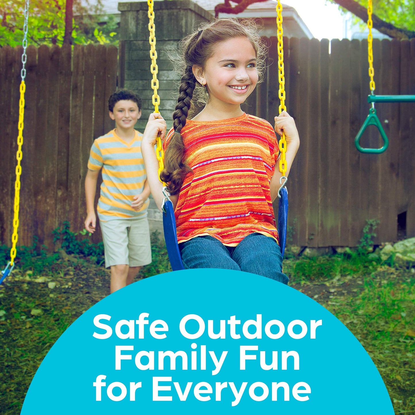 Jungle Gym Kingdom Swings for Outdoor Swing Set - Pack of 2 Swing Seat Replacement Kits with Heavy Duty Chains - Backyard Swingset Playground Accessories for Kids (Blue)