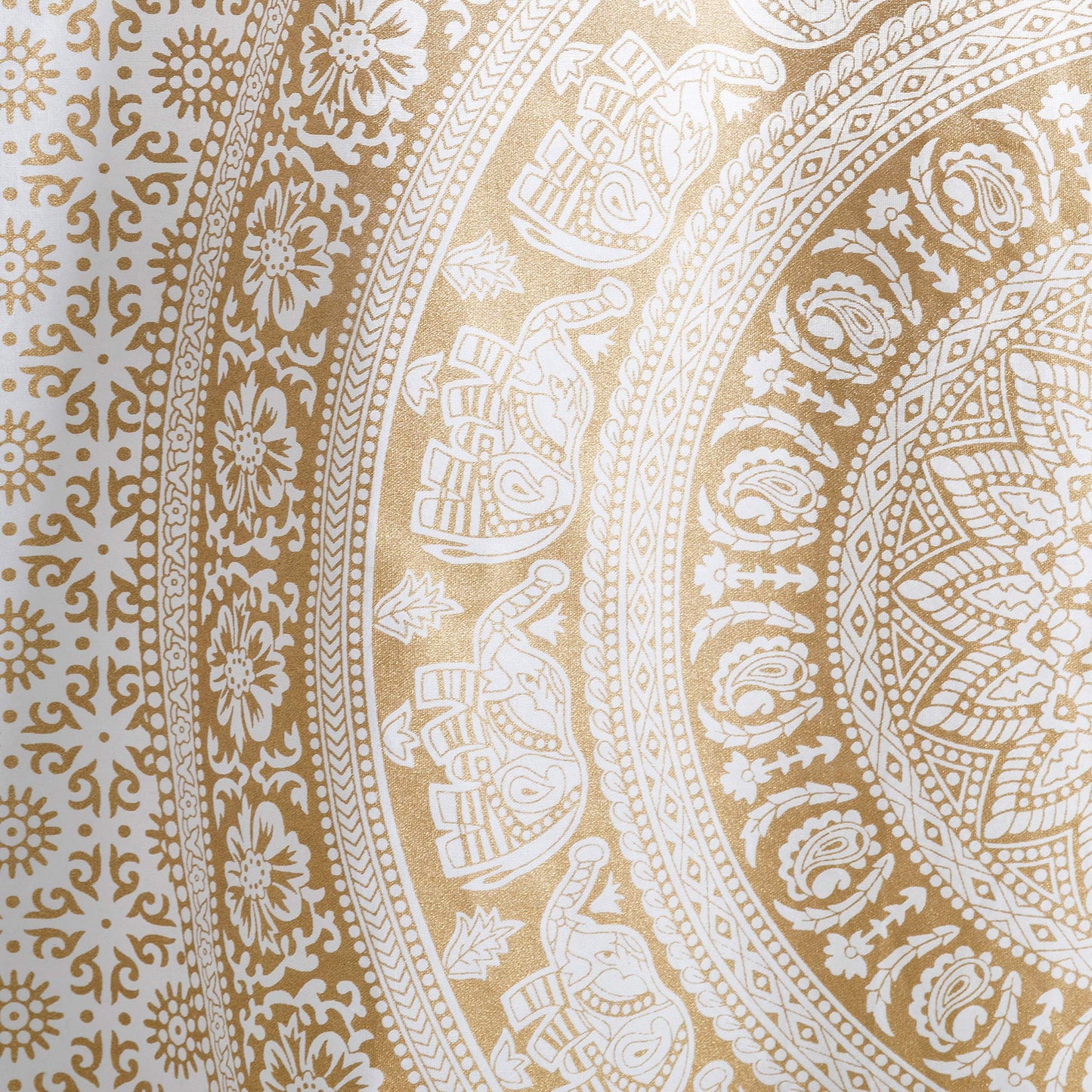 Popular Handicrafts Indian Hippie Mandala Kitchen Window Curtains - Elephant Bohemian Beautiful Drapery Bedroom Living Room Balcony Valance White Gold