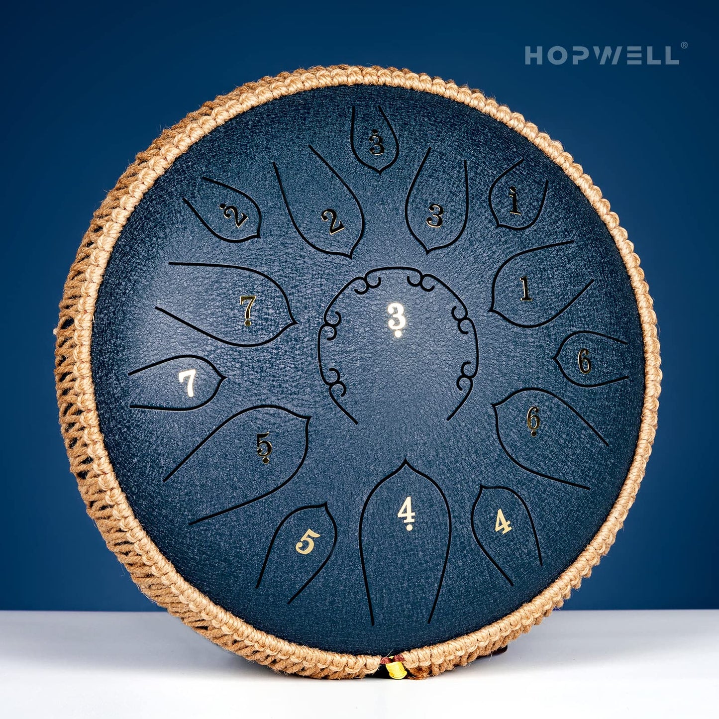 HOPWELL Steel Tongue Drum - 15 Note 12 Inch Tongue Drums - Percussion Instruments - Hand Pan Drum with Music Book, Drum Mallets and Carry Bag, D Major, Navy Blue