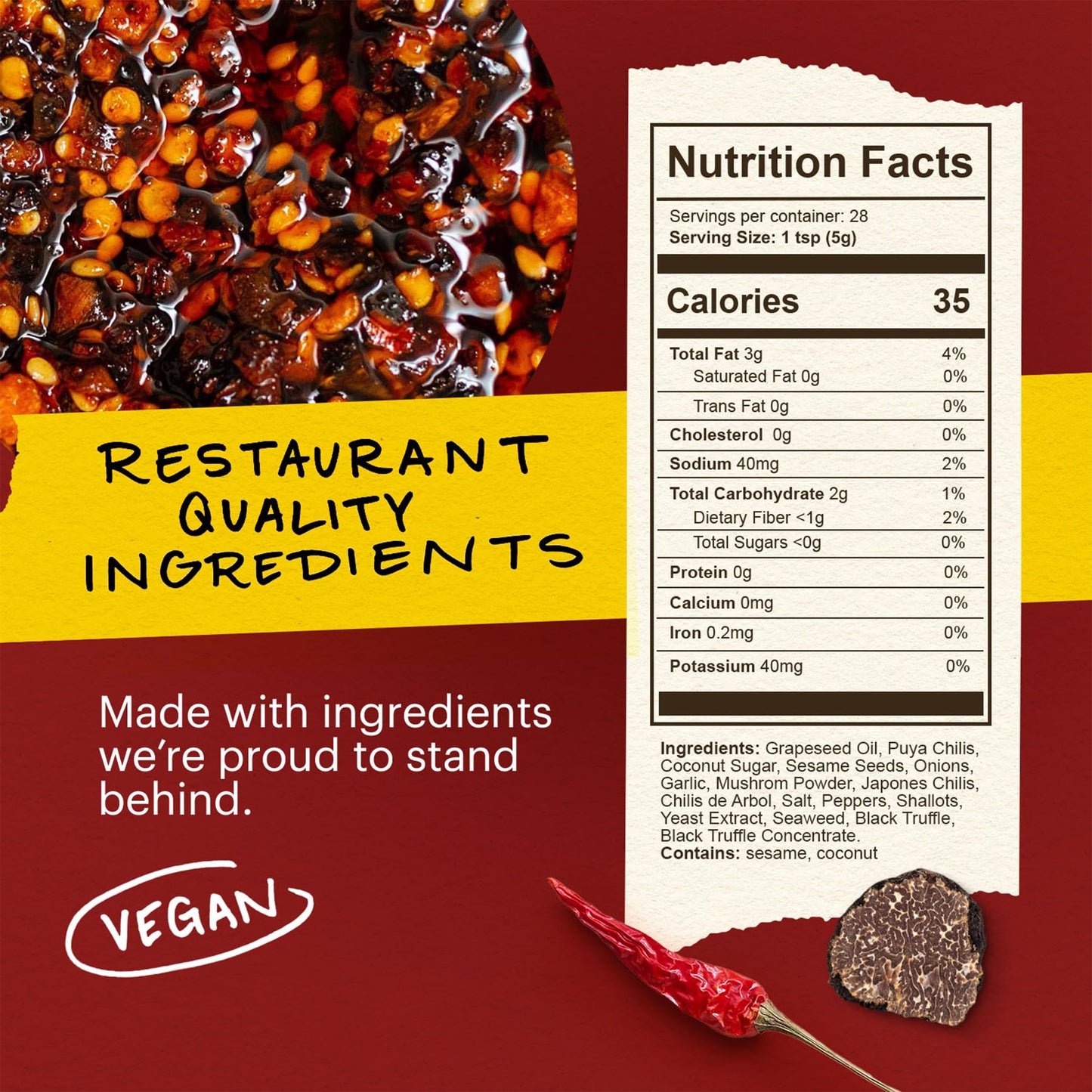 Momofuku Black Truffle Chili Crunch by David Chang, (5.5 Ounces), Chili Oil with Crunchy Garlic and Shallots, Spicy Chili Crisp with Real Truffle for Cooking as Sauce or Topping (Packaging May Vary)