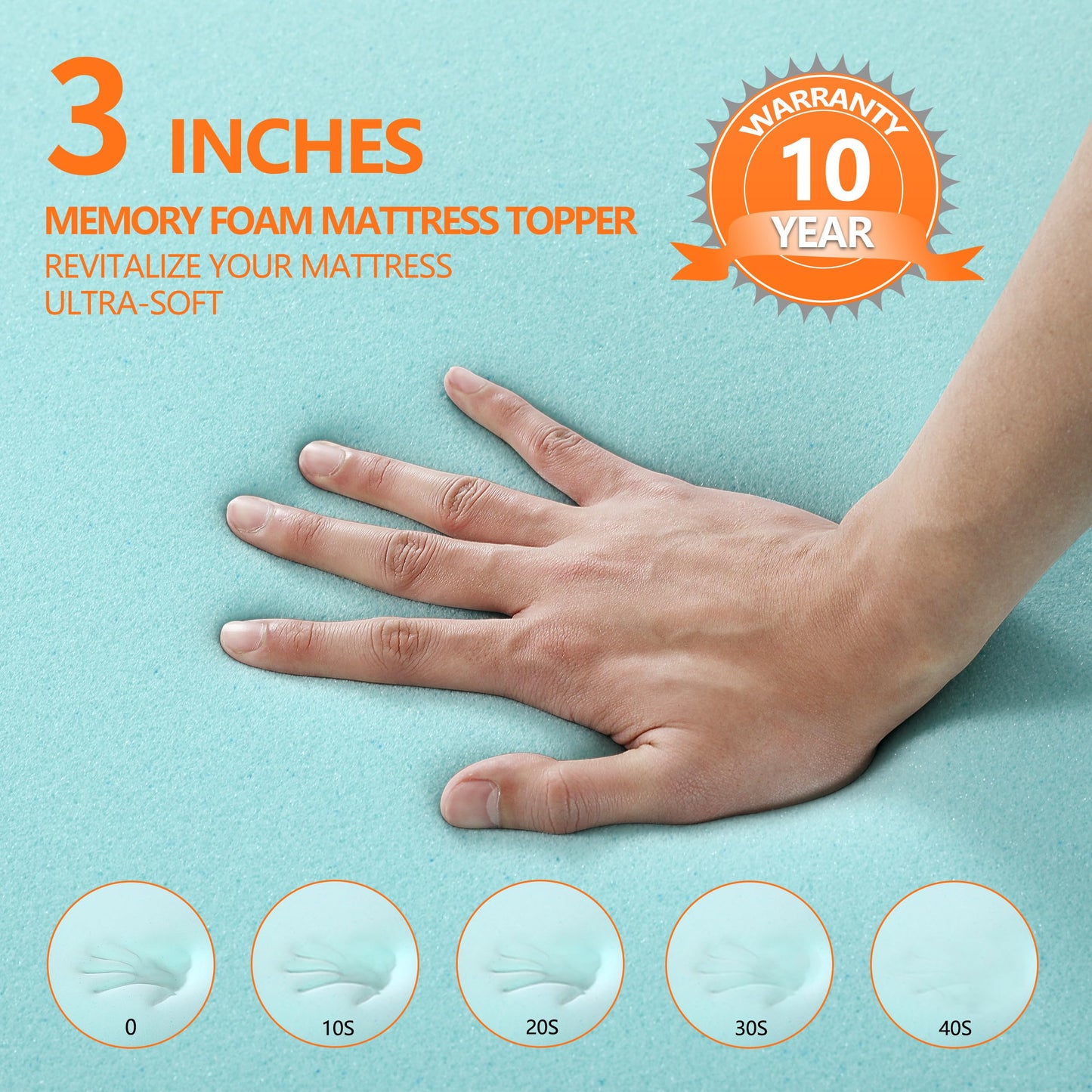 3 Inch Gel Memory Foam Cooling King Size Mattress Topper, Mattress Pad Cover for Pressure Relief, Bed Topper with Removable Cover,Soft & Breathable