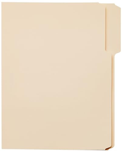 Amazon Basics File Folders with Tabs for Filing, 1/3-Cut Tab, Assorted Positions, 8.5x11 inches, Letter Size, Manila, Pack of 100