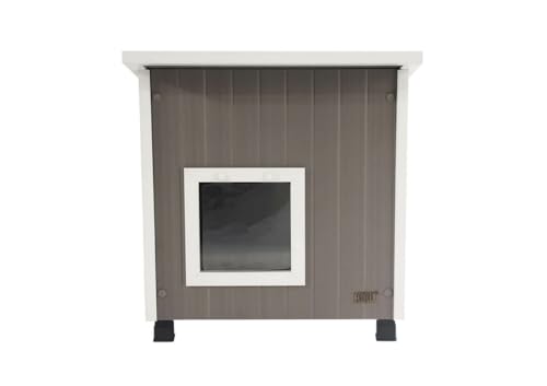 New Age Pet ECOFLEX XL Outdoor Cat House - Durable, Moisture-Resistant Wood Plastic Composite, Dual Entry, Easy Assembly, Elevated Floor for Ventilation, Compatible with Heated Pad, 10-Year Warranty