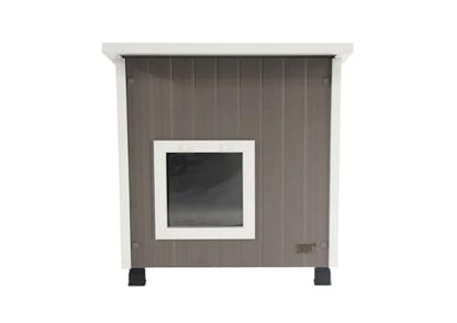 New Age Pet ECOFLEX XL Outdoor Cat House - Durable, Moisture-Resistant Wood Plastic Composite, Dual Entry, Easy Assembly, Elevated Floor for Ventilation, Compatible with Heated Pad, 10-Year Warranty