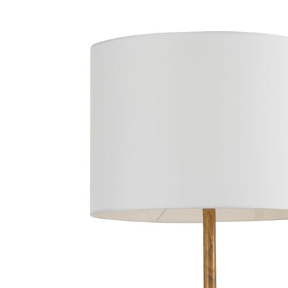 GLOBE Electric Novogratz x Harrington 65" Floor Lamp, 2-Tone Faux Wood Base, White Fabric Shade, Socket Rotary Switch 67225