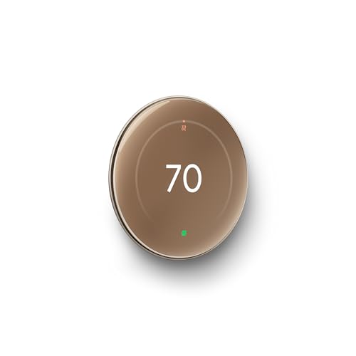 Google Nest Learning Thermostat (4th Gen, 2024) with Nest Temperature Sensor - Energy Saving Smart Thermostat - Works with Alexa, Apple HomeKit and Google Home App - Polished Gold