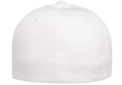 Flexfit Mens Cotton Twill Fitted Baseball Cap, White, Small-Medium US