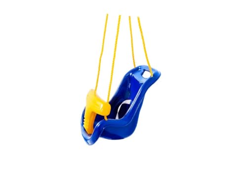 Gorilla Playsets 04-0032-B High Back Plastic Infant Swing with Yellow T bar & Rope, Blue with Yellow