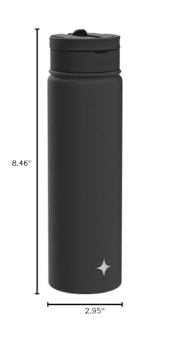 JoyJolt Triple Insulated Water Bottle with Straw Lid AND Flip Lid! 22oz Water Bottle, 12 Hour Hot/Cold Vacuum Insulated Stainless Steel Water Bottle. BPA-Free Leakproof Water Bottles - Thermos Bottle