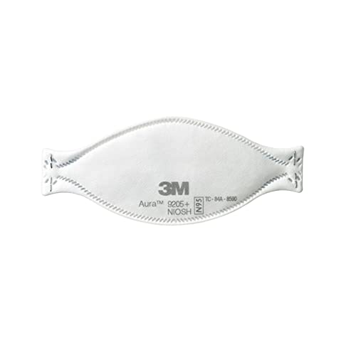 3M Aura Particulate N95 Respirator 9205+, Flat Fold Lightweight Design, Non-Valved, 20 Count (Pack of 1)