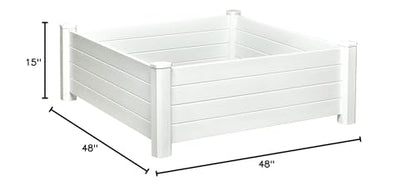 NuVue Products 26001 Premium Outdoor Raised Garden Bed for Growing Edible Plants and Flowers, BPA-Free Woodgrain Panel Elevated Planter Box, 48” L x 48” W x 15” H, White