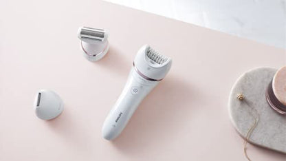 Philips Epilator Series 8000, Wet & Dry, 3-in-1 with Shaver & Trimmer Attachments for Women, 8 Accessories Included, BRE720/14