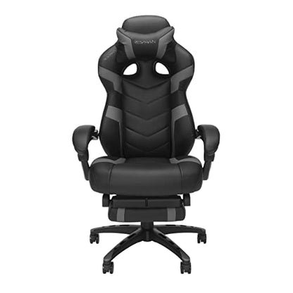 RESPAWN 110 Pro Gaming Chair - Gaming Chair with Footrest, Reclining Gaming Chair, Video Gaming Computer Desk Chair, Adjustable Desk Chair, Gaming Chairs For Adults With Headrest Pillow - Grey