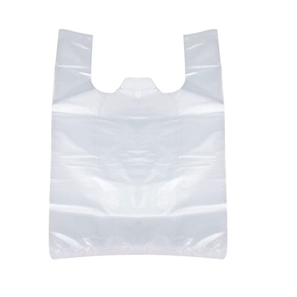 Lemecoo Plastic T-Shirt Bags with Handles,18.5 Inch x 11.8 Inch, 150 Pcs Clear Grocery Bags, Reusable Supermarket Shopping Bags