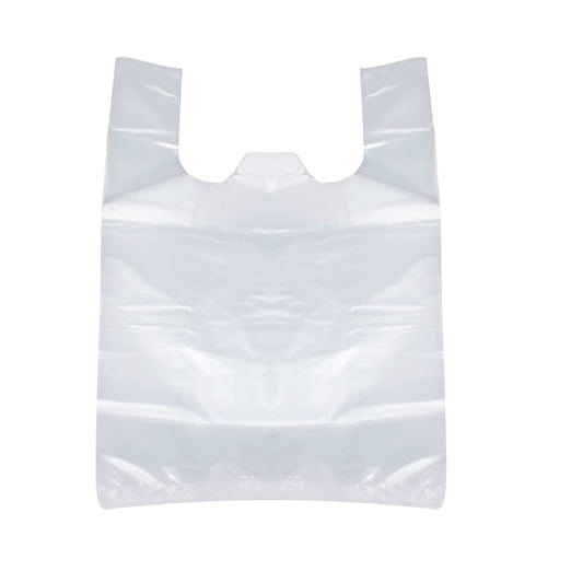 Lemecoo Plastic T-Shirt Bags with Handles,18.5 Inch x 11.8 Inch, 150 Pcs Clear Grocery Bags, Reusable Supermarket Shopping Bags