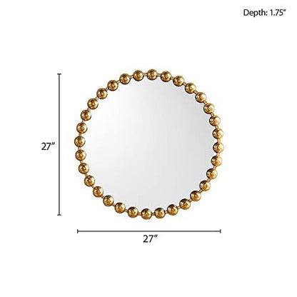 Madison Park Round Mirror, Metal Frame Circle Mirror 27 inch, Wall Art Decor Mounted Hanging for Entryway, Bathroom, hallway, Living Room, Vanity, Marlowe, Gold