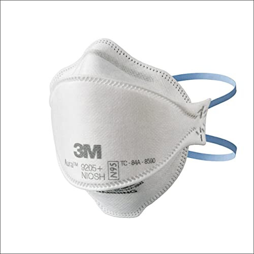 3M Aura Particulate N95 Respirator 9205+, Flat Fold Lightweight Design, Non-Valved, 20 Count (Pack of 1)