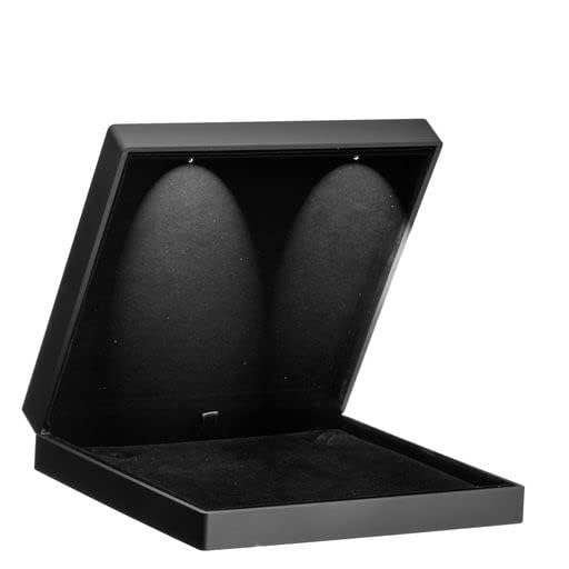 Allure - Large Necklace Box With LED Light, Square Shaped, Elegant Diamond Necklace Case, For Unique Proposal, Engagement Or Wedding, Luxury Black Velvet Interior Jewelry Display Gift Box