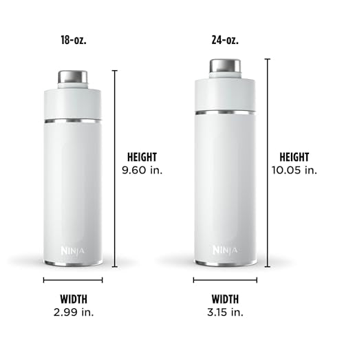 Ninja Thirsti 18oz Travel Water Bottle, For Carbonated Sparkling Drinks, Colder and Fizzier Longer, Leak Proof, 24 Hrs Cold, Dishwasher Safe, Stainless Steel Insulated Tumbler, Cloud White, DW1801WH
