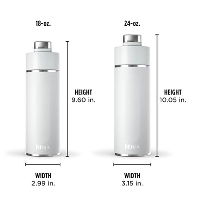 Ninja Thirsti 18oz Travel Water Bottle, For Carbonated Sparkling Drinks, Colder and Fizzier Longer, Leak Proof, 24 Hrs Cold, Dishwasher Safe, Stainless Steel Insulated Tumbler, Cloud White, DW1801WH