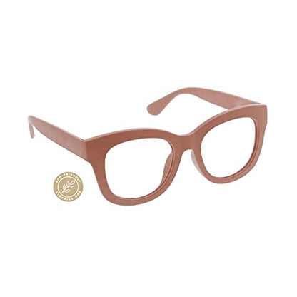 Peepers by PeeperSpecs Women's Center Stage Oversized Blue Light Blocking Reading Glasses, Blush, 51 + 0