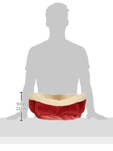 Petmate Aspen Pet Self Warming Round Bed, 19.5 Inches, Barn Red and Cream