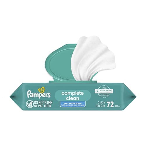Pampers Baby Wipes, Complete Clean Baby Fresh Scented Wipe, Gently Cleans Head to Toe, 72 Total (1 Flip-Top Packs)