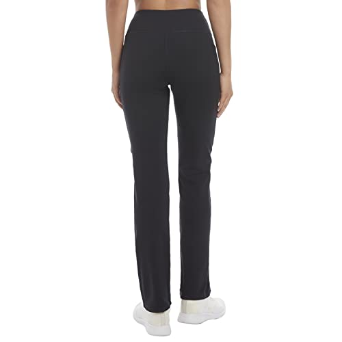 Jockey Women's Premium Pocket Slim Flare Yoga Pants, Deep Black, X-Large