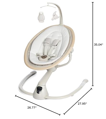 Maxi-Cosi Cassia Baby Swings for Infants: Smart Portable Baby Swing with Music, Lightweight & Foldable Baby Swing, 360 Rotation Infant Swing, Classic Oat