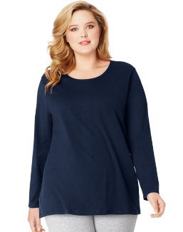 JUST MY SIZE womens Jersey Relax Crew Tee Shirt, Hanes Navy, 4X US