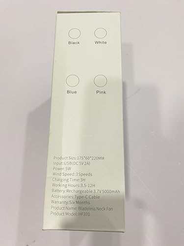 AMACOOL Bladeless Neck Fan Portable Personal Fan 5000mAh Rechargeable Battery Operated Wearable Fan for Women Men Outdoor Sport Travel Patio Garden Work Home Kitchen(Black)