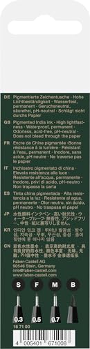 Faber-Castell Pitt Artist Pens - 4 Black India Ink Pen Wallet Set - Assorted Nibs Artist Markers (S,F,M,B Nib Styles)