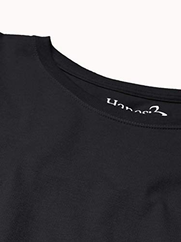 Hanes Long Sleeve Cotton T-Shirt, Lightweight Crewneck Tee for Women, Modern Fit, Ebony, Large