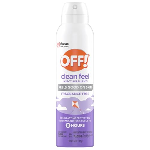 OFF! Clean Feel Insect Repellent Aerosol with 20% Picaridin, Bug Spray with Long Lasting Protection from Mosquitoes and Ticks, Feels Good on Skin, 5 oz