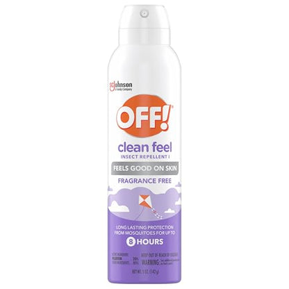 OFF! Clean Feel Insect Repellent Aerosol with 20% Picaridin, Bug Spray with Long Lasting Protection from Mosquitoes and Ticks, Feels Good on Skin, 5 oz