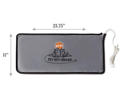 K&H Pet Products Pet Bed Warmer, Turn Any Pet Bed Into a Heated Cat or Dog Bed, Waterproof Indoor Heated Warming Pad Insert, Automatic Temperature, Safety Listed - Large 24.5 X 11.75in Gray