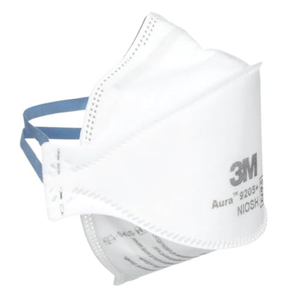 3M Aura Particulate Respirator 9205+ N95, Lightweight, Three Panel Designed Respirator Helps Provide Comfortable And Convenient Respiratory Protection, 10-Pack