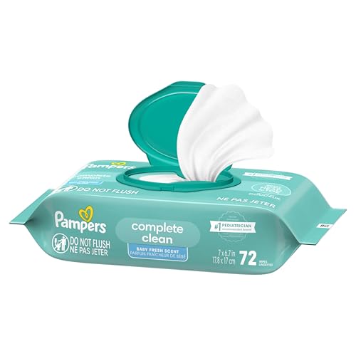 Pampers Baby Wipes, Complete Clean Baby Fresh Scented Wipe, Gently Cleans Head to Toe, 72 Total (1 Flip-Top Packs)