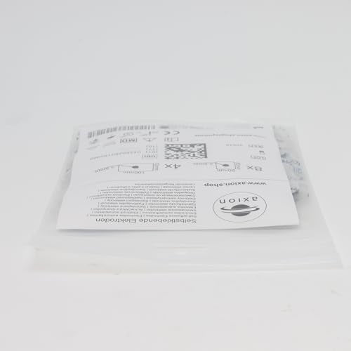 12 axion TENS Unit Electrode Pads Mix Set - 8 Square 2x2'' and 4 Rectangular 4x2'' Replacement Pads with 3,5mm Snap Button for TENS Machines and Muscle Stimulators | Reusable Self-Adhesive Electrodes