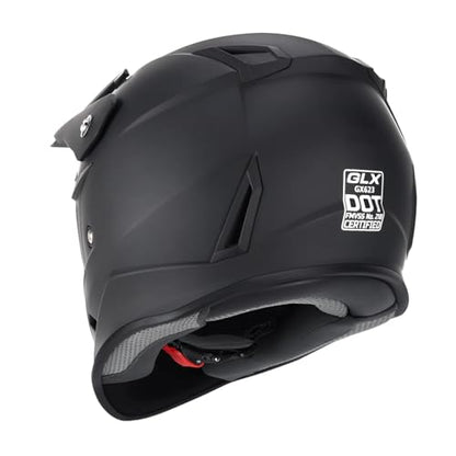 GLX GX623 Youth ATV/Dirt Bike Helmet Combo - Matte Black, Small - DOT