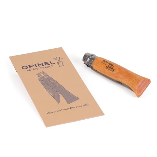 Opinel No. 06 Carbone - Carbon Steel Folding Pocket Knife, Beechwood Handle, 2.87 in. Blade, Virobloc Safety Locking Collar, Made in France