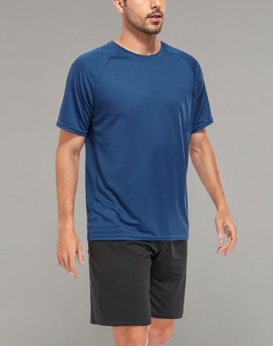 Kinglaman Mesh Workout Shirts for Men Dry Fit Gym Shirts Quick Dry Athletic Short Sleeve Sports T-Shirt Moisture Wicking 1 Black 1 Gray 1 White 1 Blue 1 Green Small