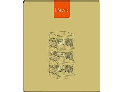 Lifewit Plastic Stackable Storage Baskets, 4 Tier Stacking Bins for Closet Wardrobe, Playroom, Kitchen and Pantry Organization, Large Capacity Multi-Functional Stackable Storage Containers Shelves