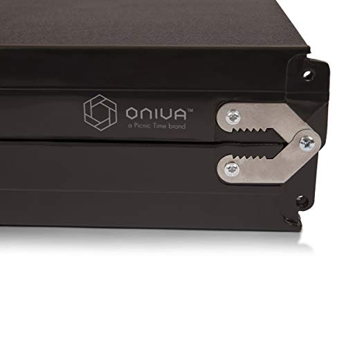 PICNIC TIME Picnic Table Portable Folding Table with Umbrella Hole and Bench Seats for Four for Tailgating, Picnics, and Beach, Collapsible to Suit-Case Style for Easy Transport, Lightweight, (Black)