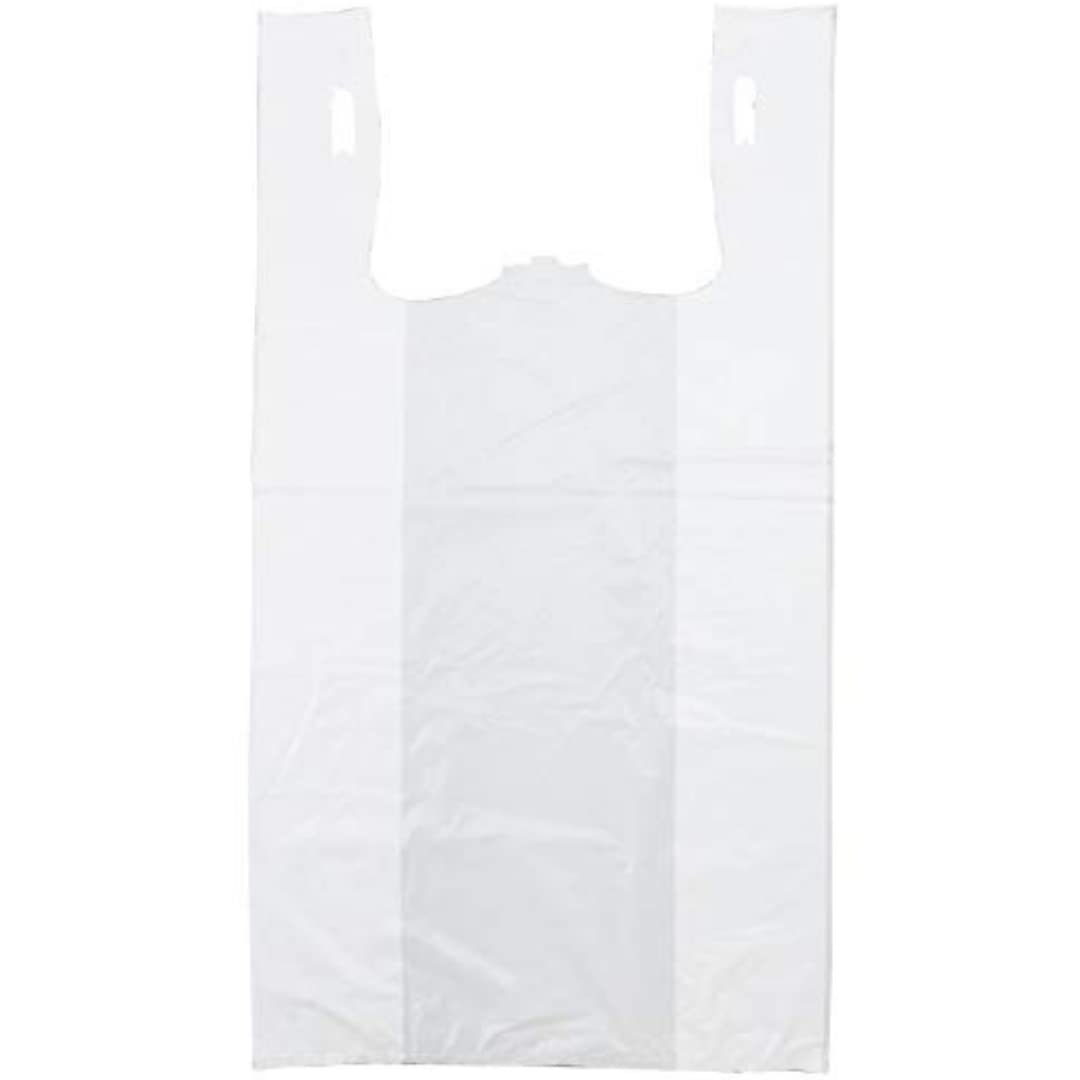 Plastic Bag-Standard White Plain T-Shirt Bag 11.5"x6.5"x21.5" 15 mic - 1000 bags/case