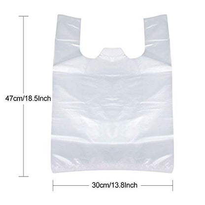 Lemecoo Plastic T-Shirt Bags with Handles,18.5 Inch x 11.8 Inch, 150 Pcs Clear Grocery Bags, Reusable Supermarket Shopping Bags