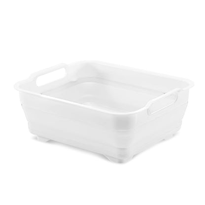 Madesmart Collapsible Dishwashing Basin with Handles, Plastic Pop-Up Dish Wash Basin for Kitchen Counters, Gray/White