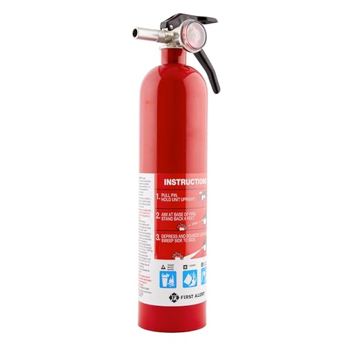 First Alert Fire Extinguisher for Home, Standard Rechargeable Compliance Unit, UL RATED 1-A:10-B:C, HOME1, Red, 1-Pack