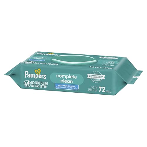 Pampers Baby Wipes, Complete Clean Baby Fresh Scented Wipe, Gently Cleans Head to Toe, 72 Total (1 Flip-Top Packs)